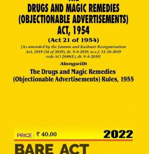 Drugs & Magic Remedies (Objectionable Advertisements) Act, 1954 alongwith Rules, 1955