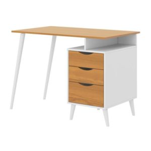 Computer Desk With Drawers White Angled Legs Home Office Brown Wooden