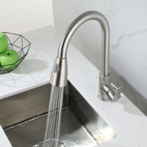 Kitchen Faucet Stainless Steel Sink Tap Single Handle Brushed Pull Out Sprayer